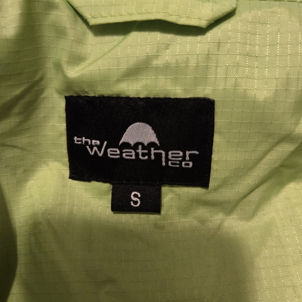 The Weather Co Women's Size Small Parka Jacket With Hidden Hood Lime Green/Navy - Picture 2 of 11